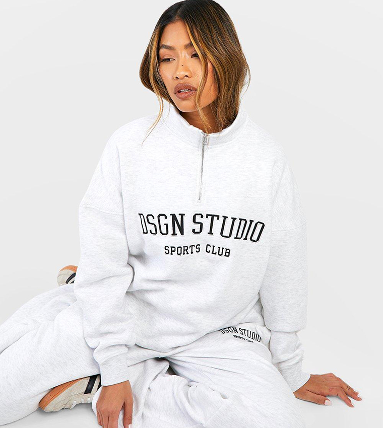 سويتشيرت واسع بنصف سحاب 