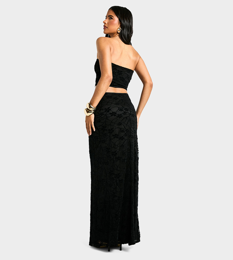 Velvet Lace Bias Maxi Skirt