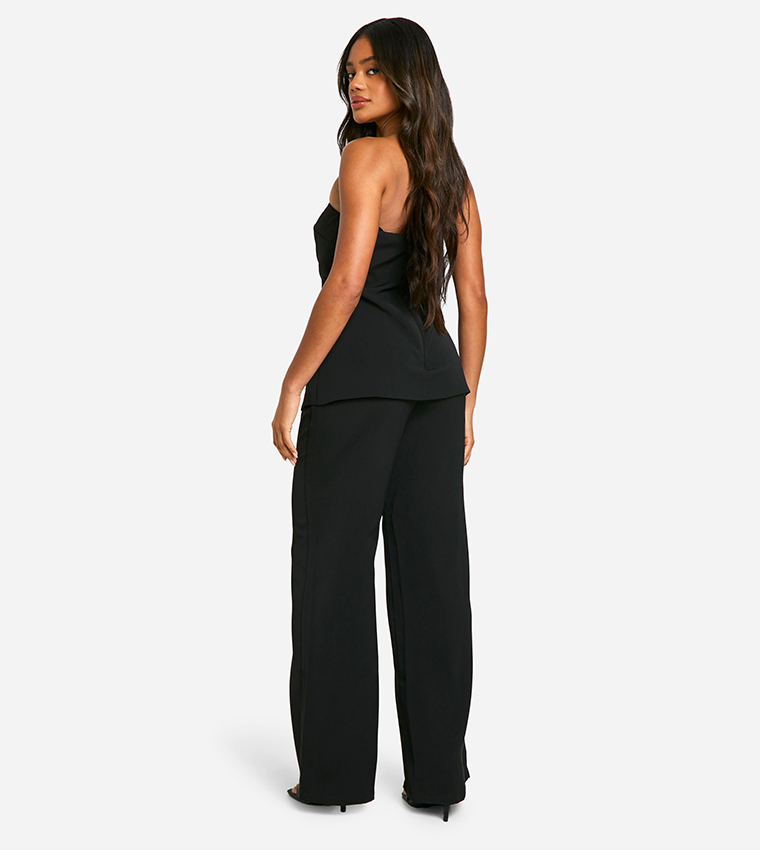 Ladies Jumpsuit Strapless Jumpsuit Black Boohoo Jumpsuits Tailored