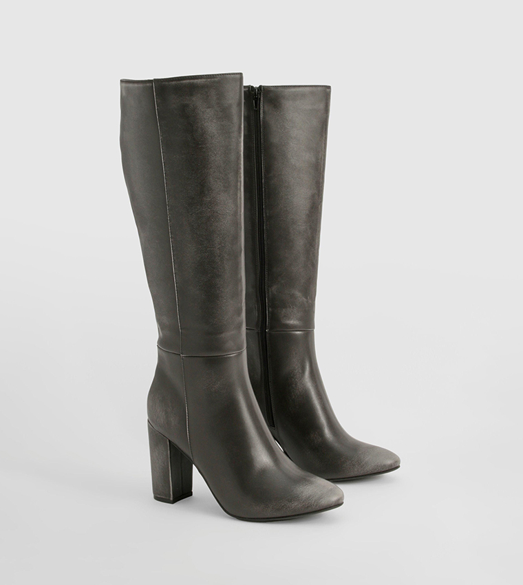 Vintage Look Block Heel Knee High Boots
