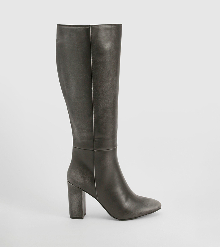 Vintage Look Block Heel Knee High Boots
