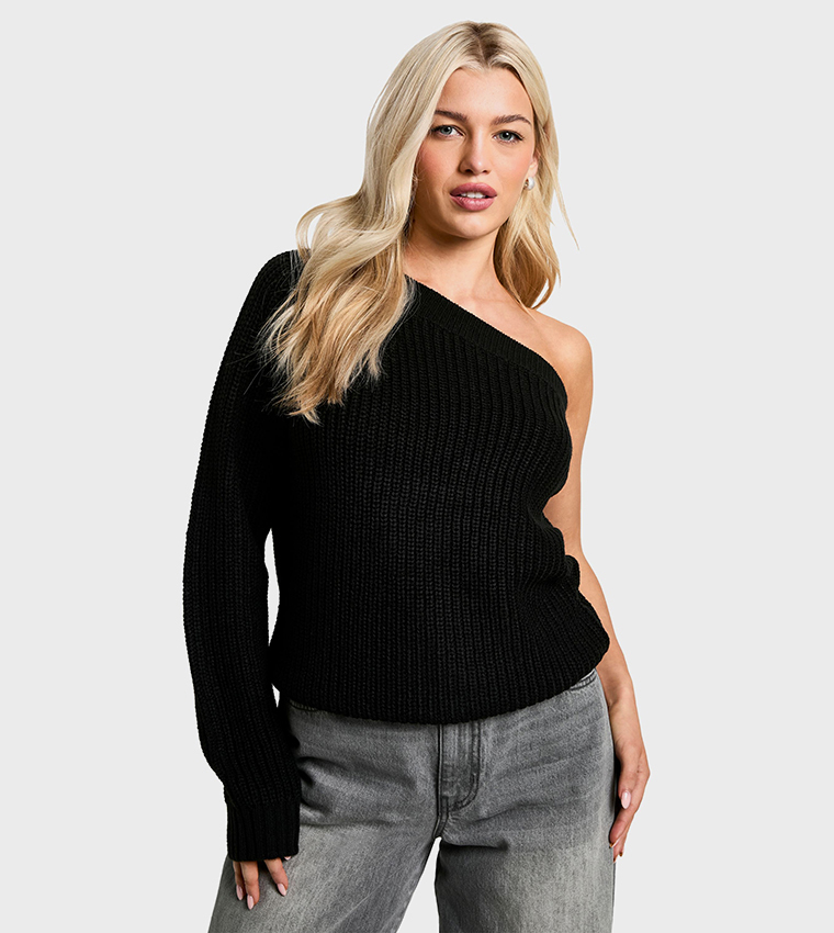 Knitted One Shoulder Sweater