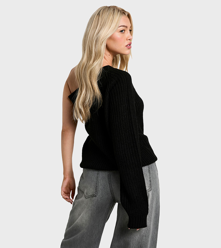 Knitted One Shoulder Sweater