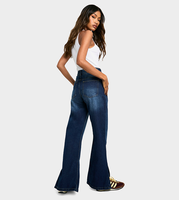 Boohoo Split Hem Flare Jeans Buy Boohoo Split Hem Faded Flare