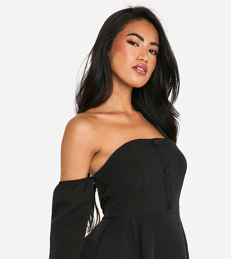 Solid Off Shoulder Mini Dress