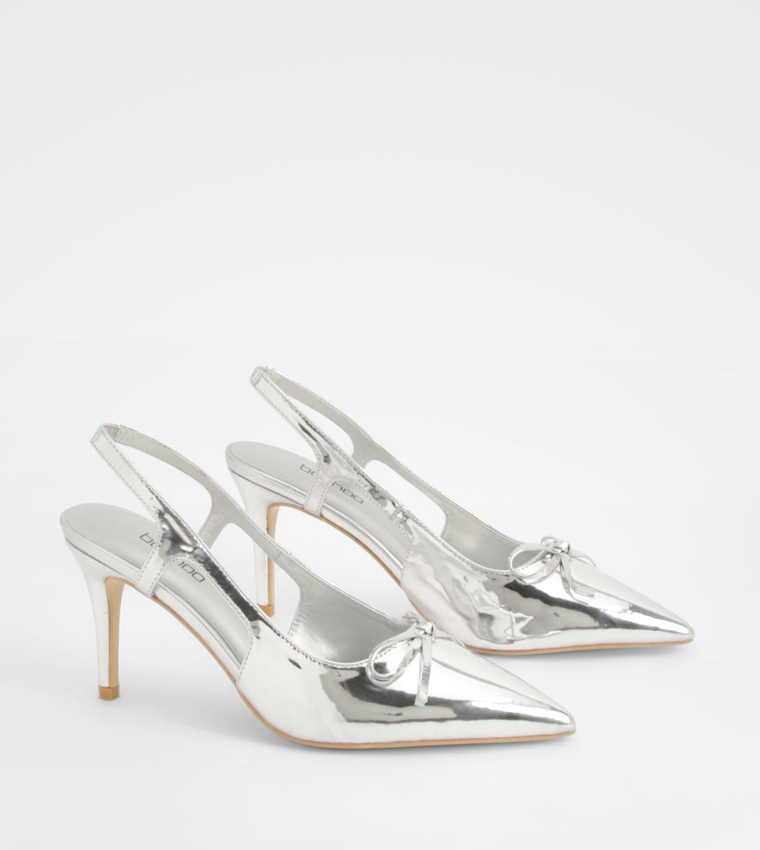 Wide Fit Bow Slingback Pumps