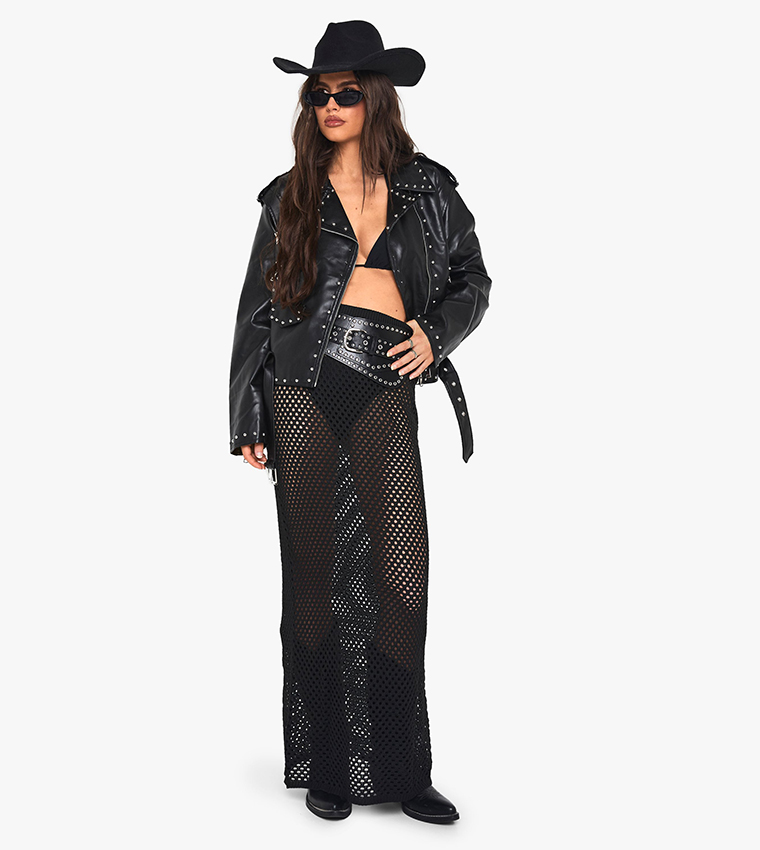 Studded Faux Leather Biker Jacket