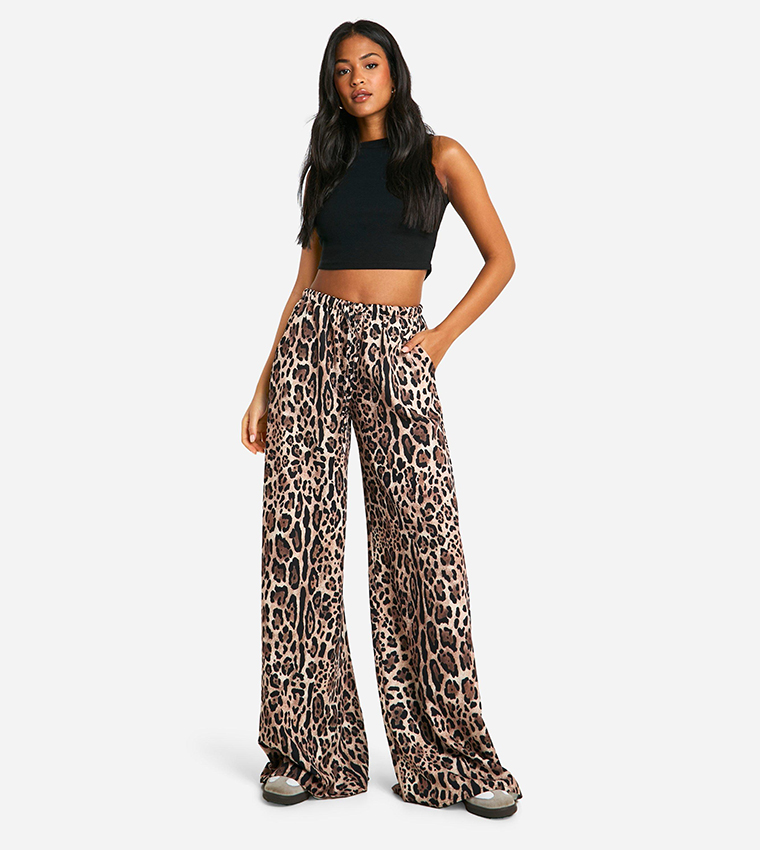 Tall Animal Print Wide Leg Trousers