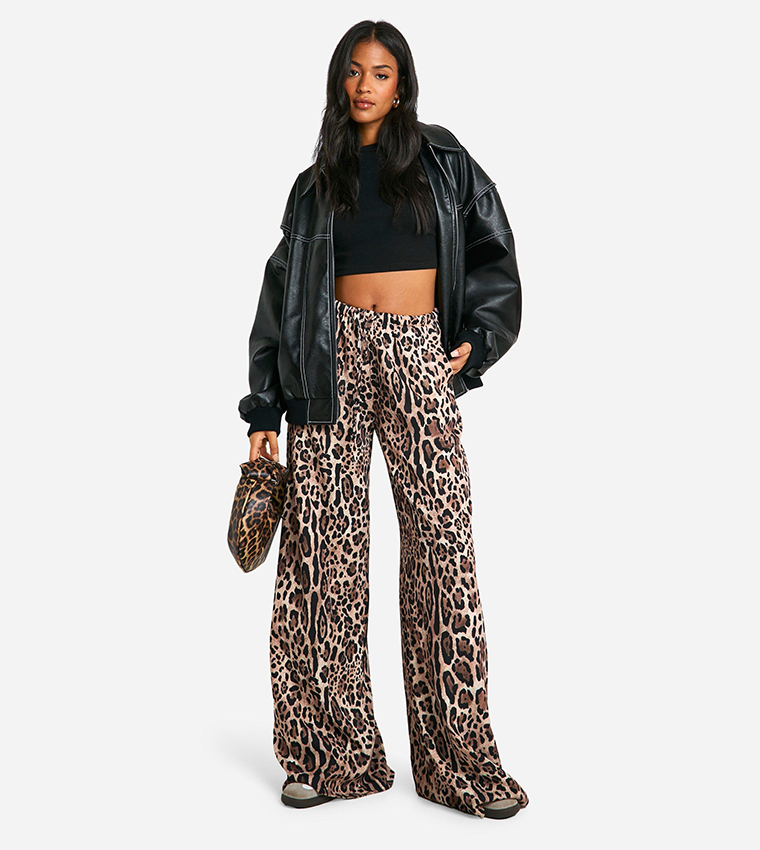 Tall Animal Print Wide Leg Trousers