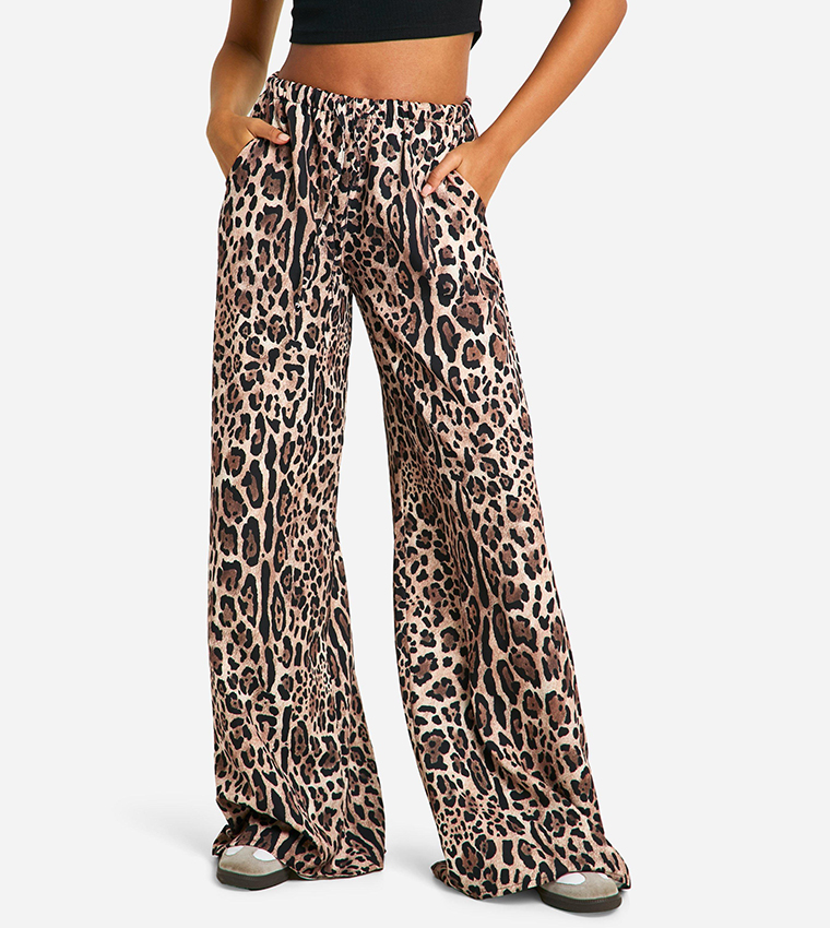 Tall Animal Print Wide Leg Trousers