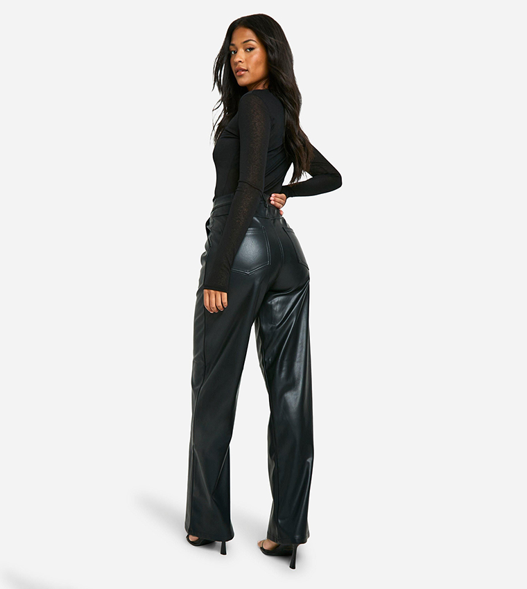 Tall Wide Leg Faux Leather Trousers