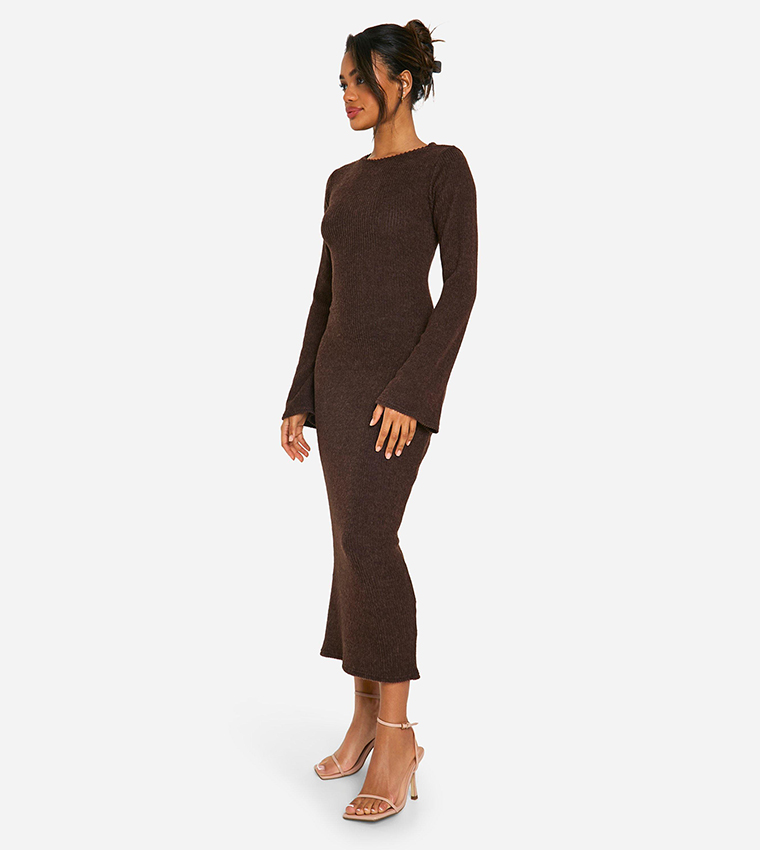 Ribbed Twist Back Midaxi Dress