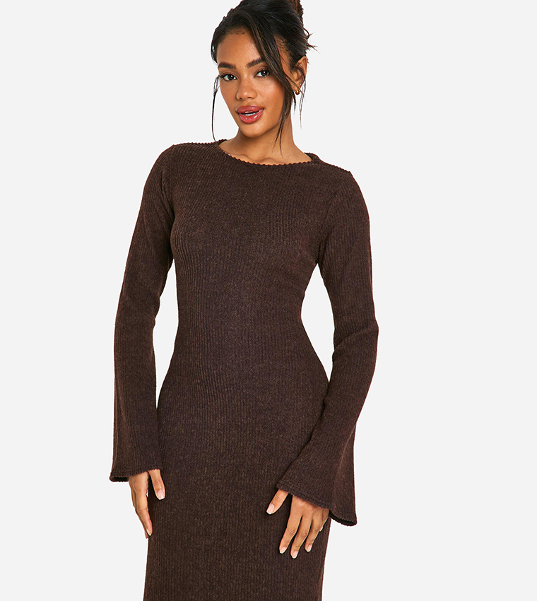 Ribbed Twist Back Midaxi Dress
