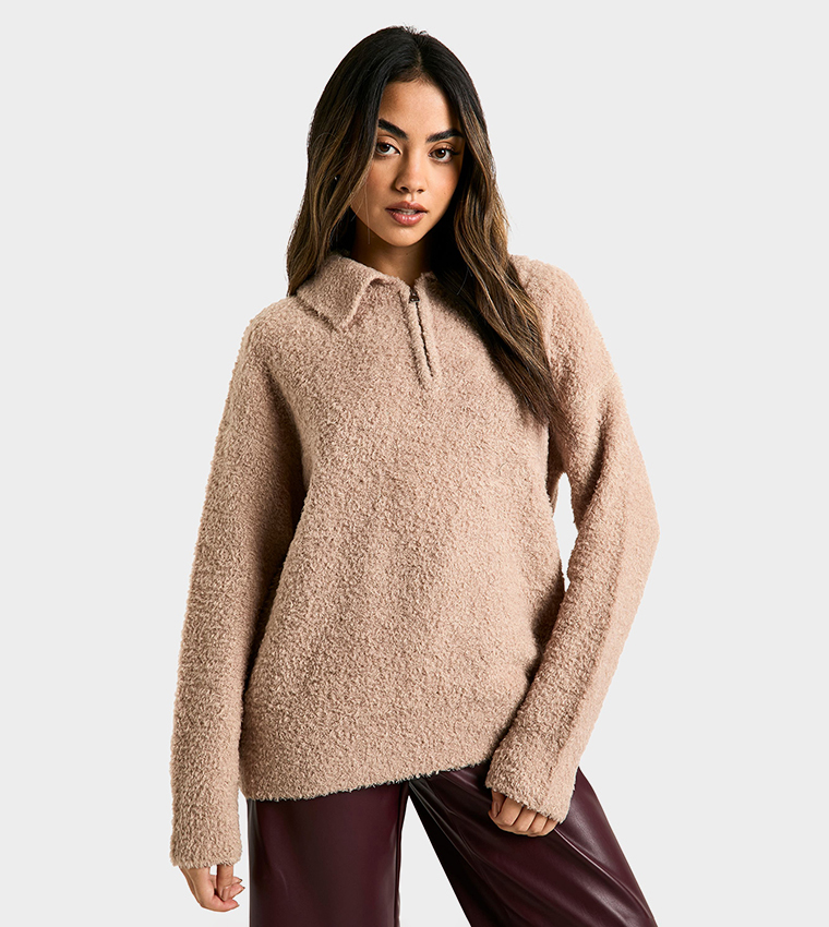 Boucle Knit Collar Detail Jumper