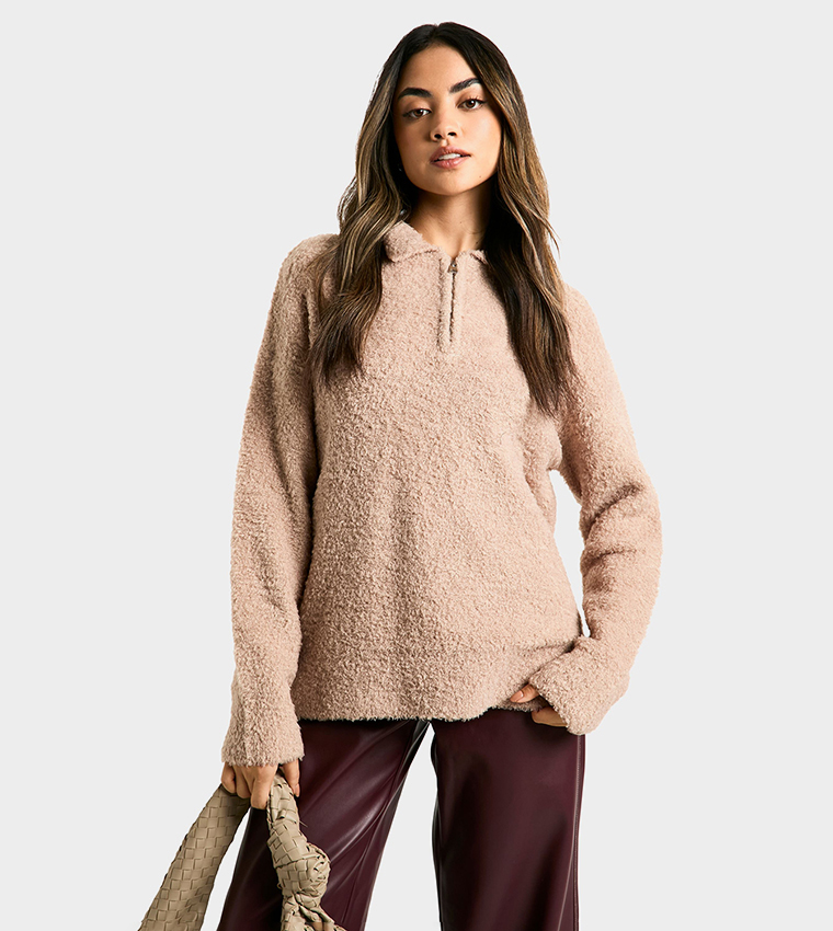 Boucle Knit Collar Detail Jumper