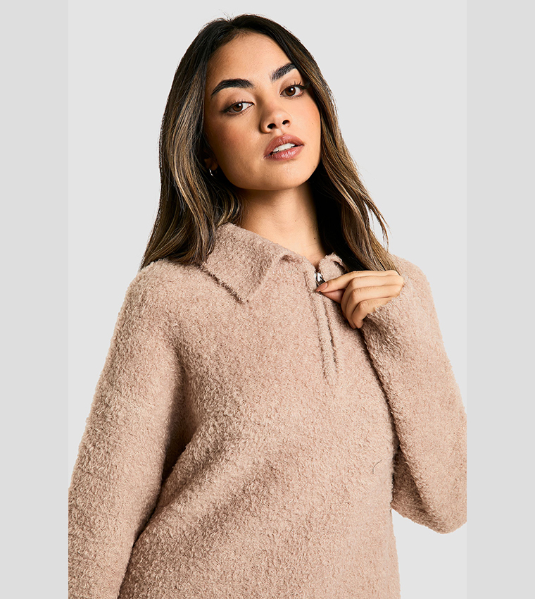 Boucle Knit Collar Detail Jumper