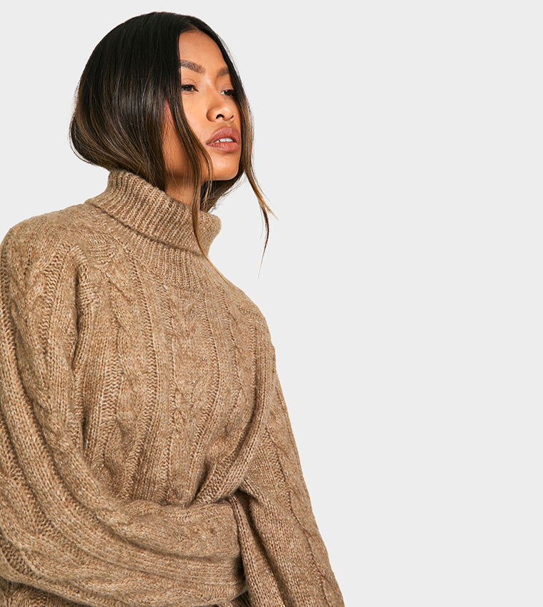 Cable Knit Turtleneck Sweater