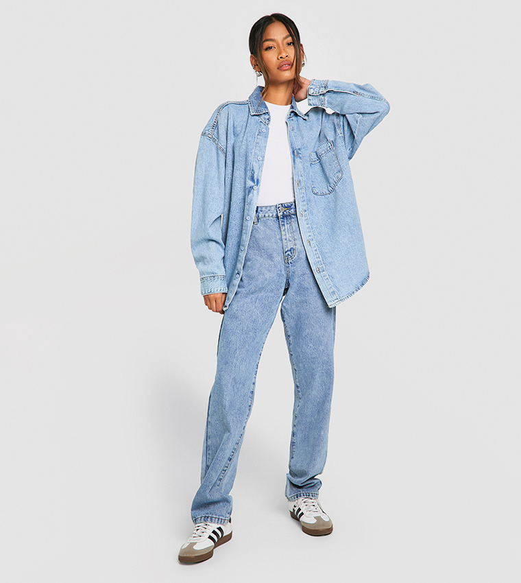 Washed Straight Fit Jeans