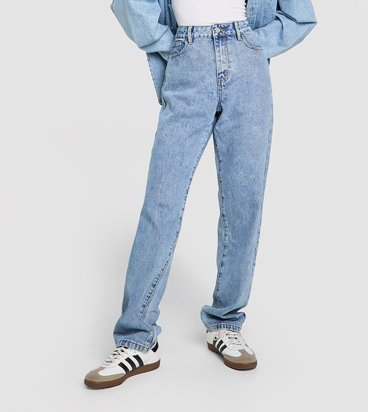 Washed Straight Fit Jeans