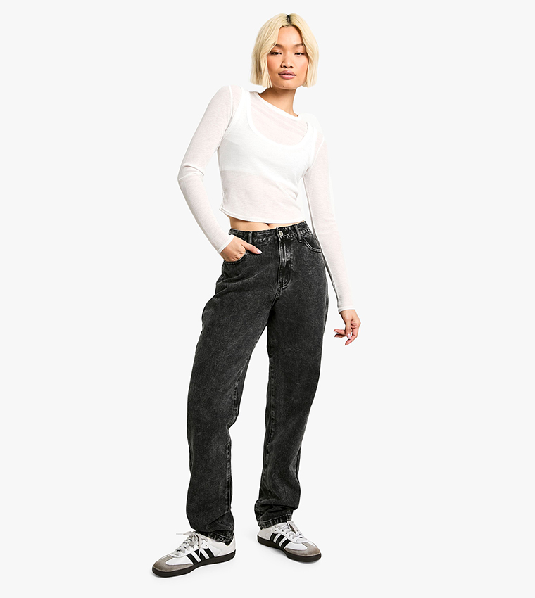 High Waist Straight Fit Jeans