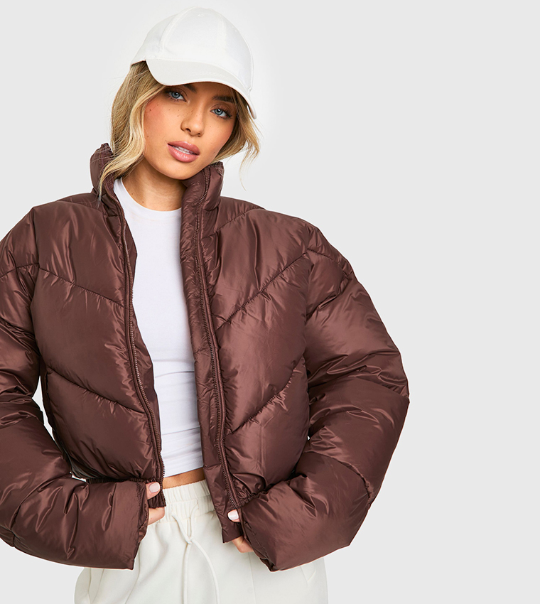 brown puffer jacket