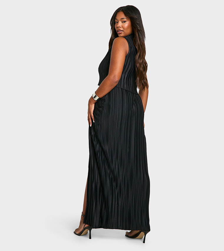 Curve Plisse Top & Ruched Maxi Skirt Co-Ord Set