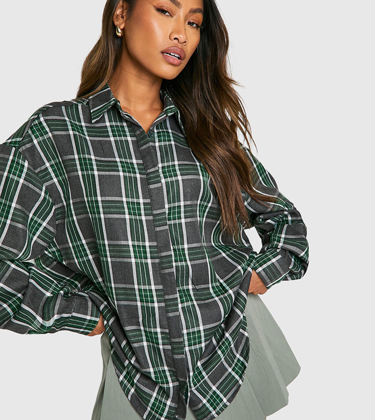 Oversized Shirt Checked Shirt Womens H Buy Boohoo Checkered