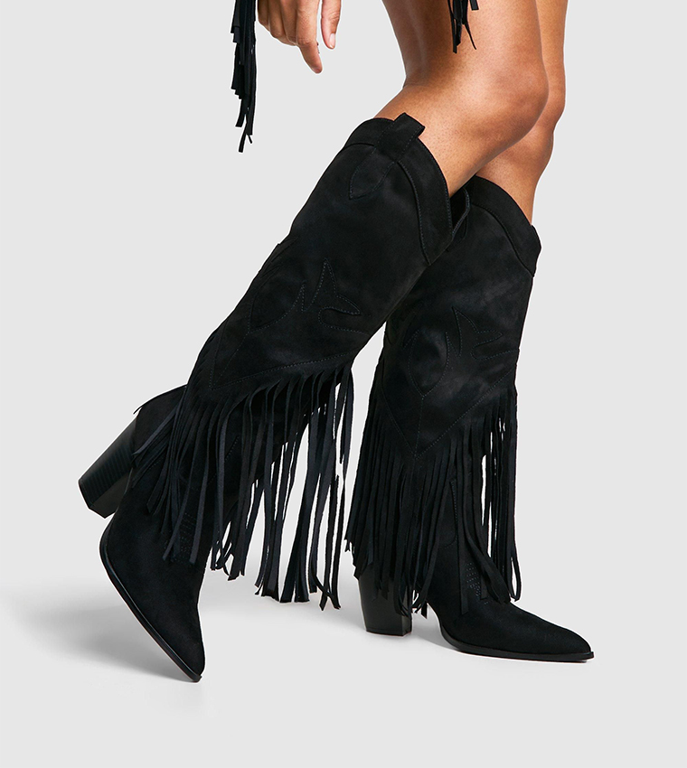 Western Style Tassel Detail Cowboy Boots