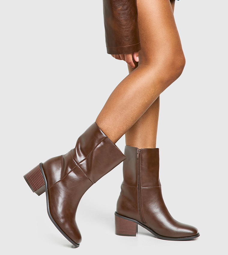 Buy Boohoo Wide Fit Chunky Panel Detail Chelsea Boots In Brown