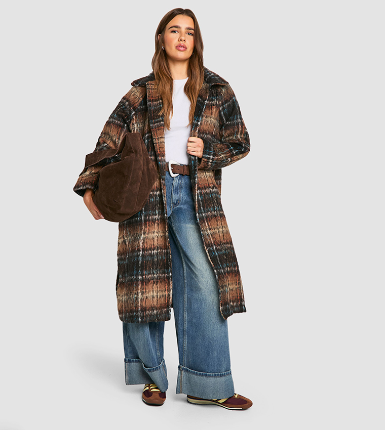 Plaid Wool Look Coat
