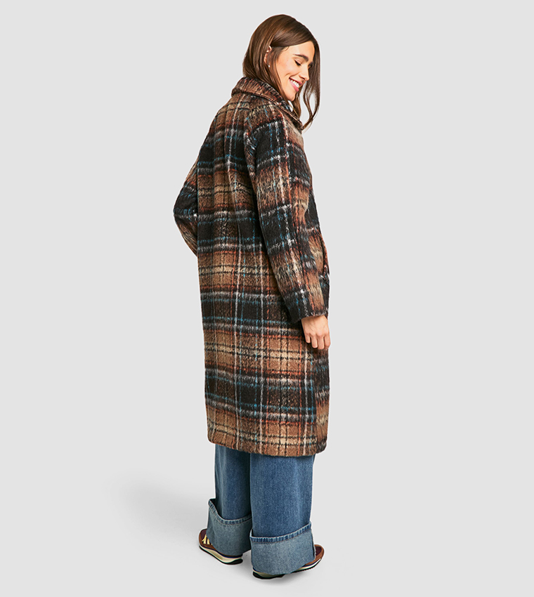Plaid Wool Look Coat
