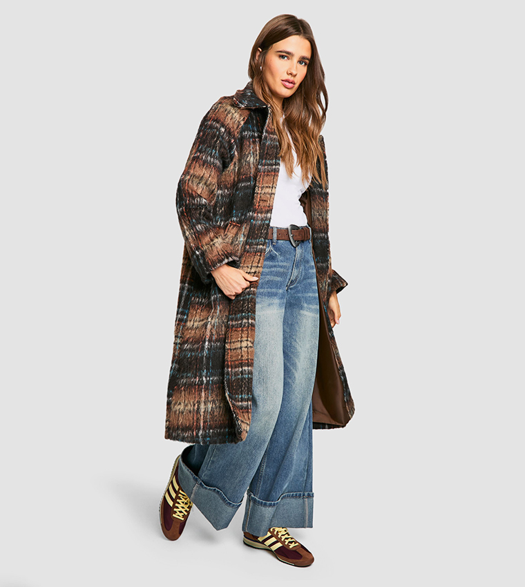 Plaid Wool Look Coat