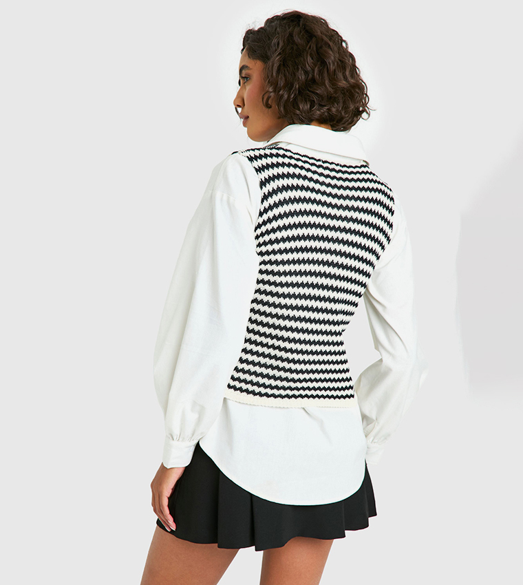 Tall Mono Striped Knitted Sweater Vest