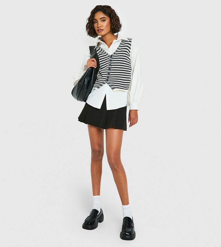 Tall Mono Striped Knitted Sweater Vest