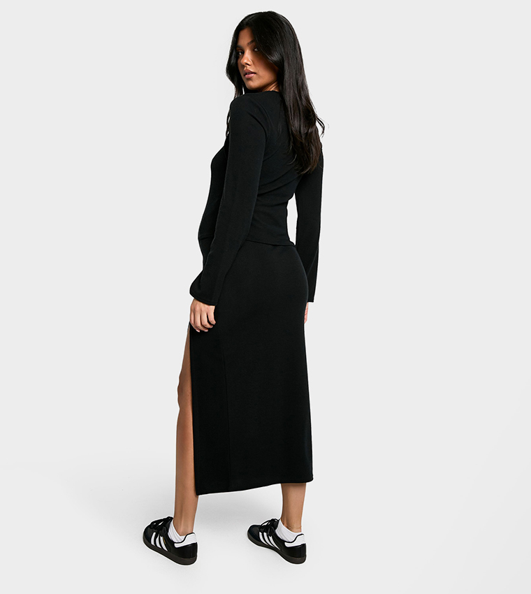 Ribbed Maternity Midaxi Skirt