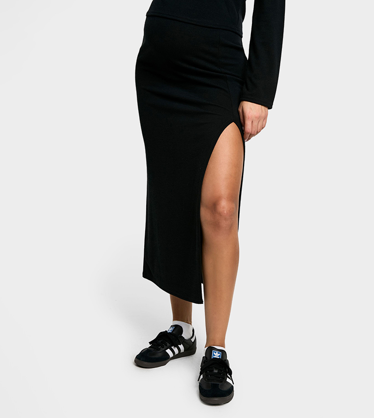 Ribbed Maternity Midaxi Skirt