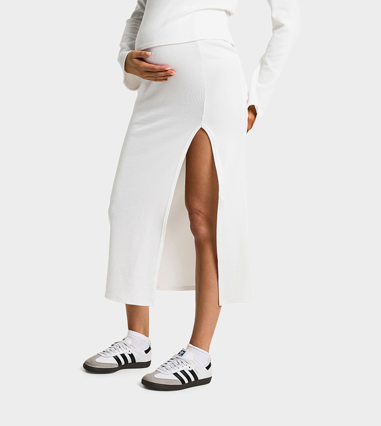 Ribbed Maternity Midaxi Skirt