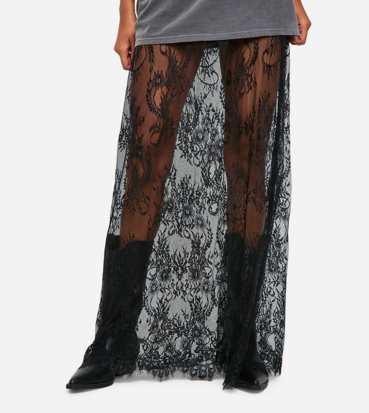 Tall Eyelash Lace Column Maxi Skirt