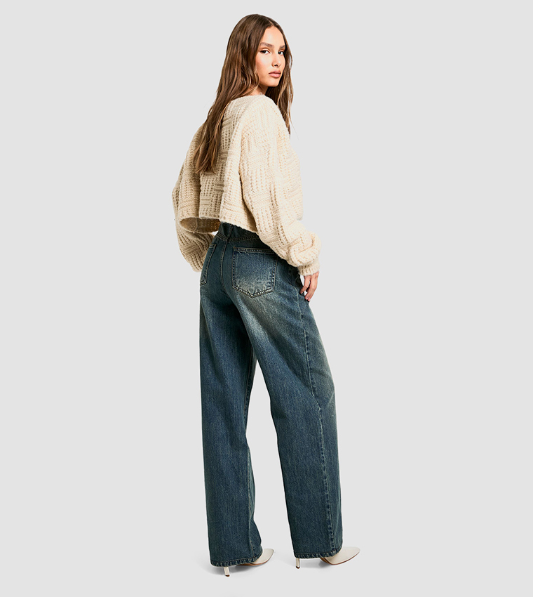 Button Detail Slouchy Fit Jeans
