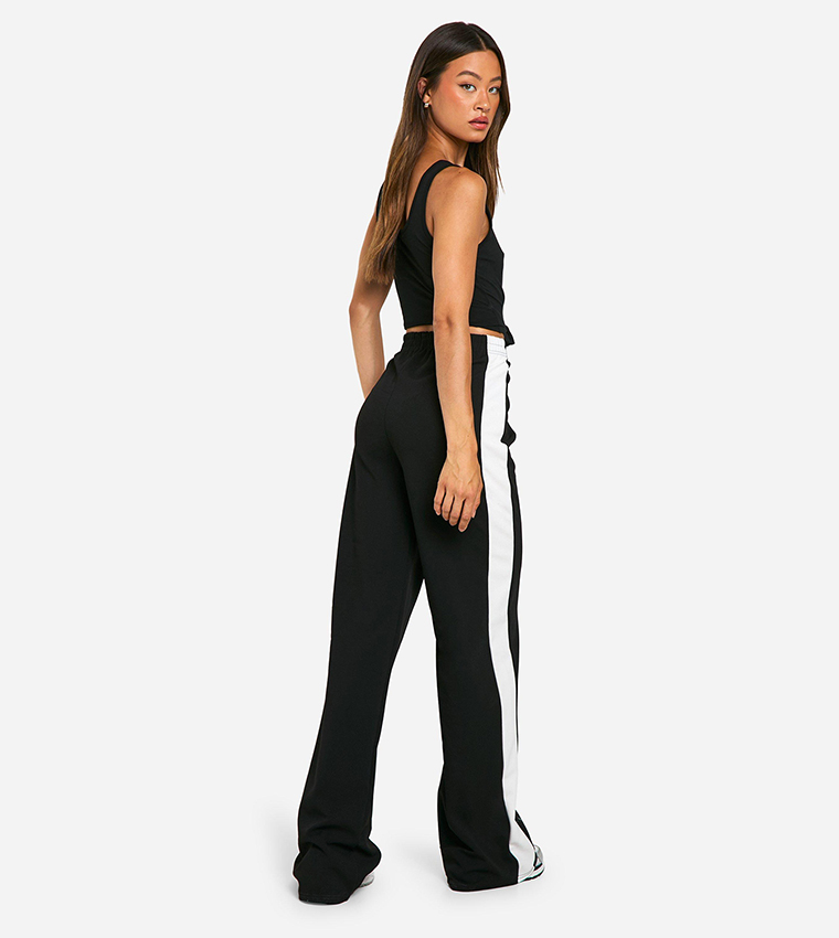 Tall Contrast Striped Wide Leg Trousers