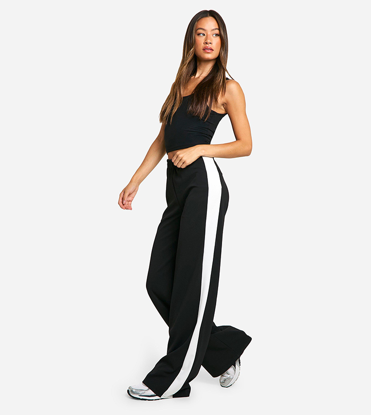 Tall Contrast Striped Wide Leg Trousers