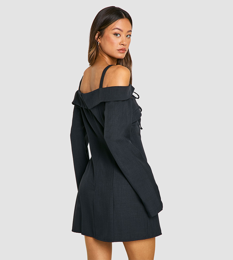 Tall Bardot Cut-Out Tailored Mini Dress