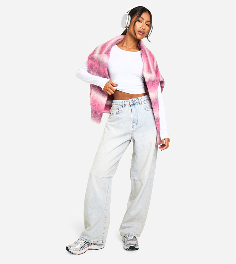Washed Seam Detail Wide Leg Jeans