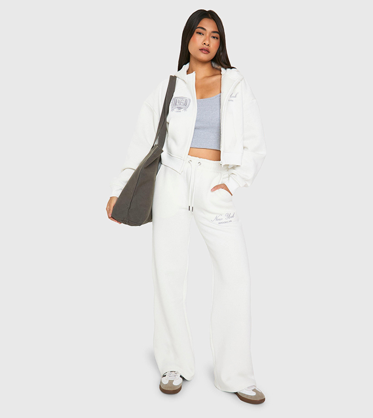 Buy Boohoo Printed Zip Through Hoodie And Straight Fit Joggers Set