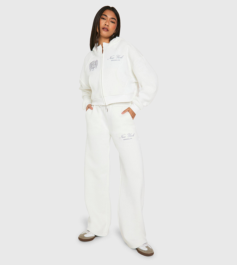 White Hoodie And Joggers Co Ord Set Missguided White Loopback