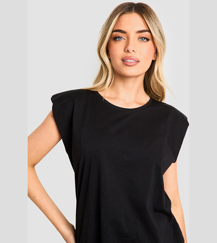 Shoulder Pad Sleeveless Jumper Boohoo Buy Boohoo Shoulder