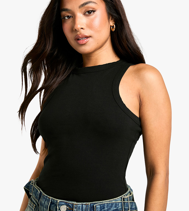 Petite Crew Neck Bodysuit Top