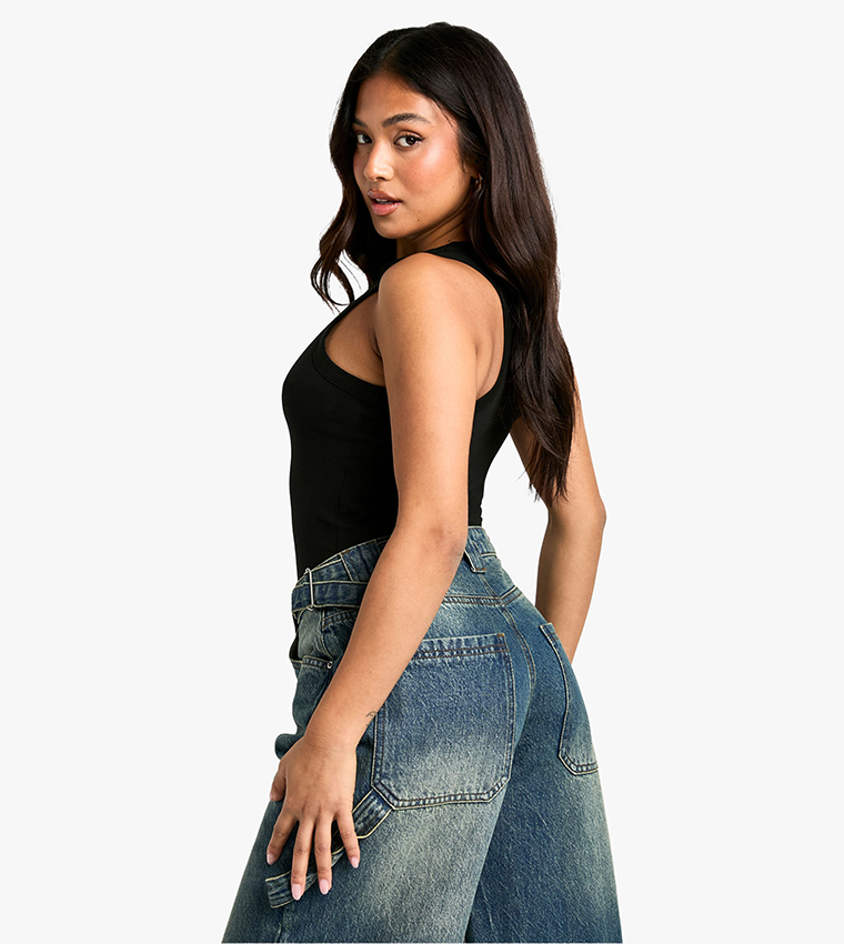 Petite Crew Neck Bodysuit Top