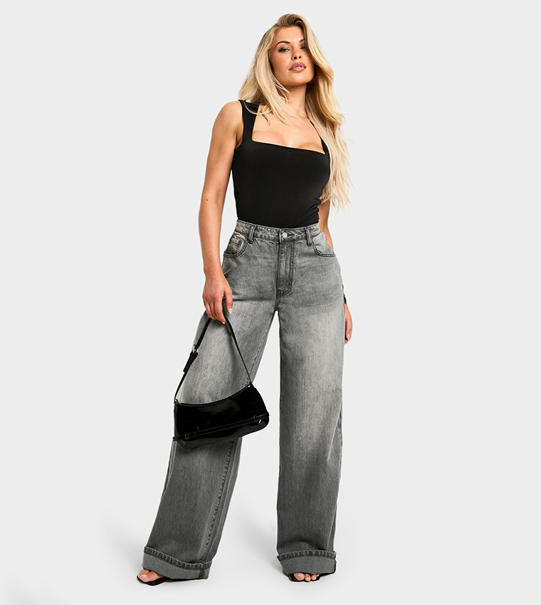 Double Layer Slinky Square Neck Bodysuit Top