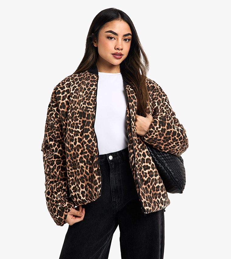 Buy Boohoo Leopard Print Bomber Jacket In Multiple Colors